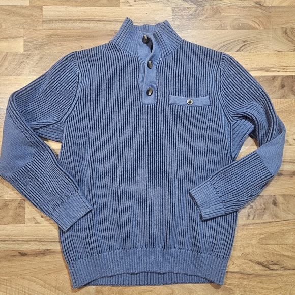 Duluth Trading Co Other - Duluth Trading Co Men’s Large Blue Ribbed Mock Neck Sweater